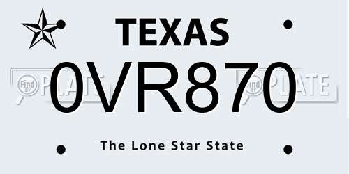 0VR870 Texas License Plate
