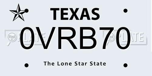 0VRB70 Texas License Plate