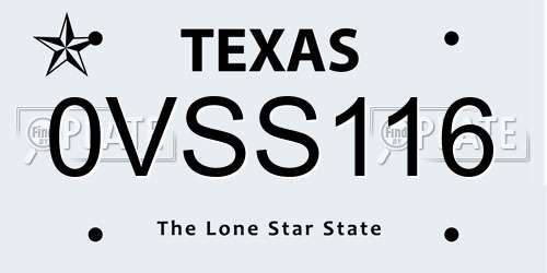 0VSS116 Texas License Plate