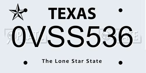0VSS536 Texas License Plate