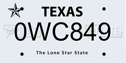 0WC849 Texas License Plate