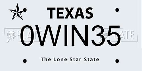 0WIN35 Texas License Plate