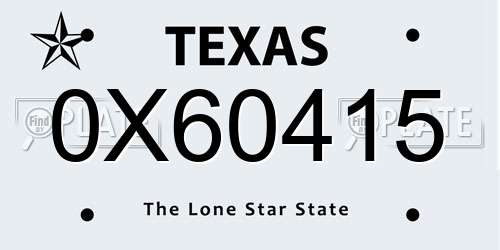 0X60415 Texas License Plate