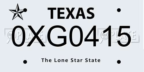 0XG0415 Texas License Plate