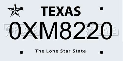 0XM8220 Texas License Plate