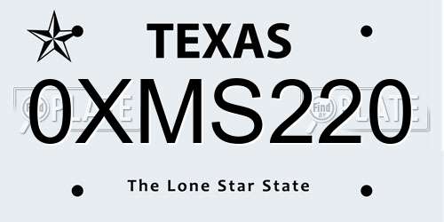 0XMS220 Texas License Plate