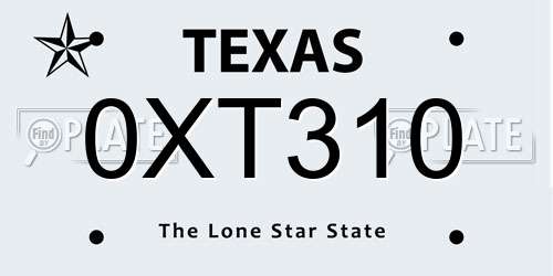0XT310 Texas License Plate