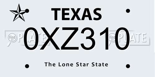 0XZ310 Texas License Plate