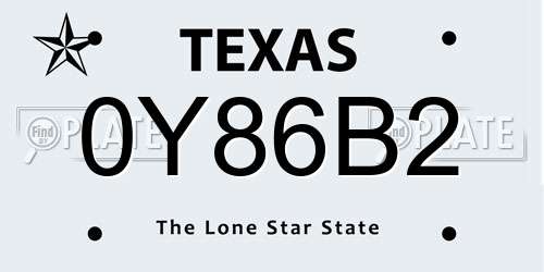 0Y86B2 Texas License Plate