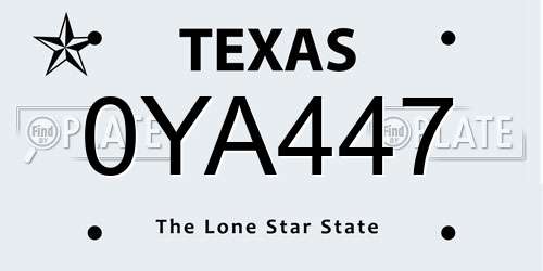 0YA447 Texas License Plate