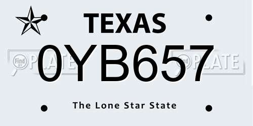 0YB657 Texas License Plate