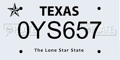 0YS657 Texas License Plate