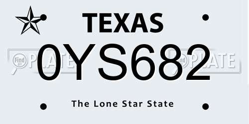 0YS682 Texas License Plate
