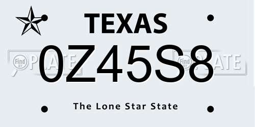 0Z45S8 Texas License Plate