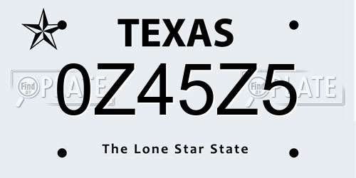 0Z45Z5 Texas License Plate
