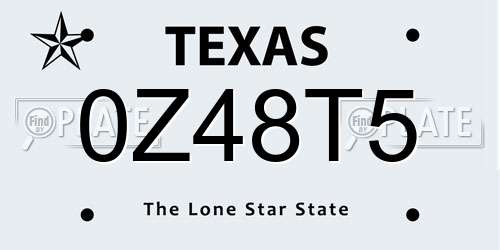 0Z48T5 Texas License Plate