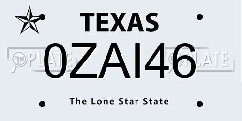 0ZAI46 Texas License Plate