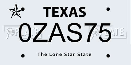 0ZAS75 Texas License Plate