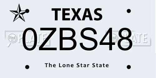 0ZBS48 Texas License Plate