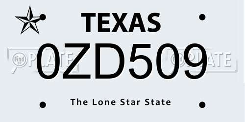 0ZD509 Texas License Plate