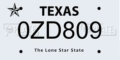 0ZD809 Texas License Plate