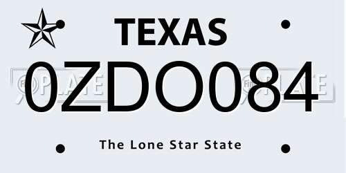 0ZDO084 Texas License Plate