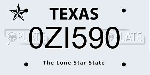 0ZI590 Texas License Plate