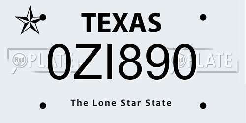 0ZI890 Texas License Plate