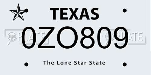 0ZO809 Texas License Plate