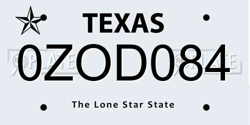 0ZOD084 Texas License Plate