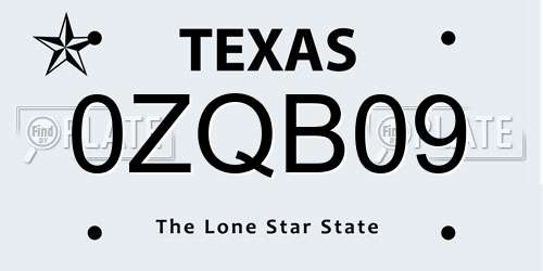 0ZQB09 Texas License Plate