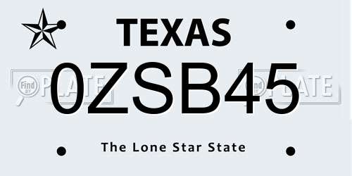 0ZSB45 Texas License Plate
