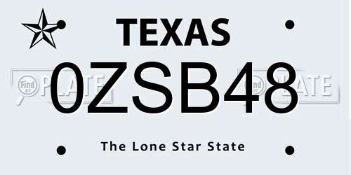 0ZSB48 Texas License Plate