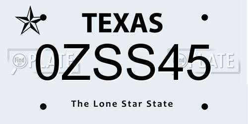 0ZSS45 Texas License Plate