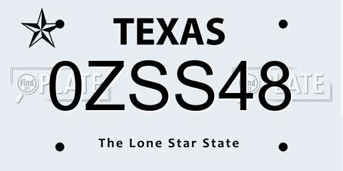 0ZSS48 Texas License Plate