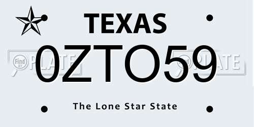 0ZTO59 Texas License Plate
