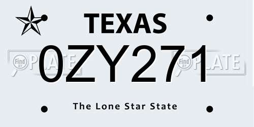 0ZY271 Texas License Plate