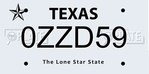 0ZZD59 Texas License Plate