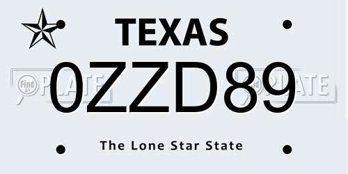 0ZZD89 Texas License Plate