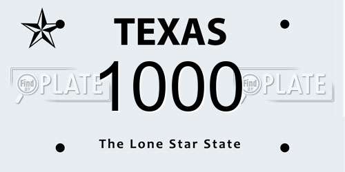 1000 Texas License Plate