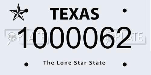 1000062 Texas License Plate