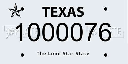 1000076 Texas License Plate