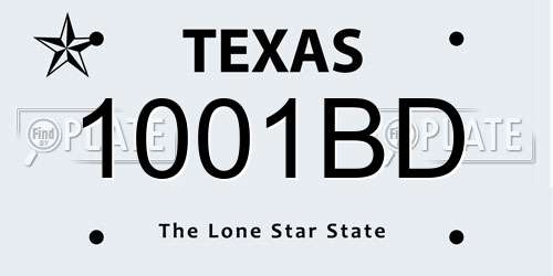 1001BD Texas License Plate