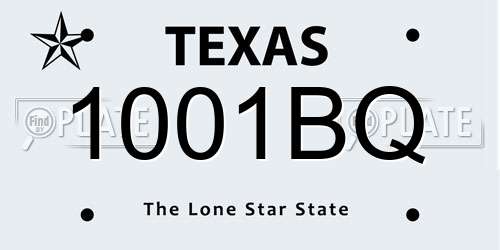 1001BQ Texas License Plate