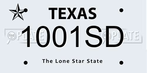 1001SD Texas License Plate