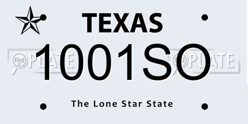 1001SO Texas License Plate