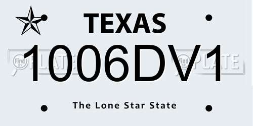 1006DV1 Texas License Plate