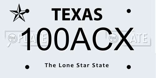 100ACX Texas License Plate