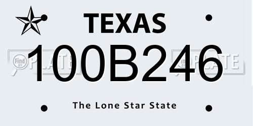 100B246 Texas License Plate