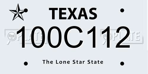 100C112 Texas License Plate
